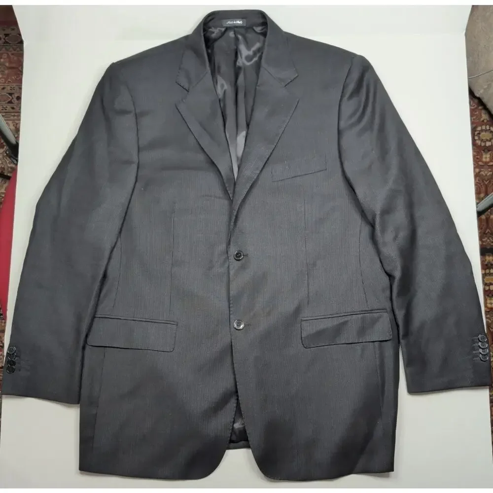 Carlo Palazzi 2 Pc. Suit Men's 46L Navy Pinstripe 2 Button Super 100s Wool Italy